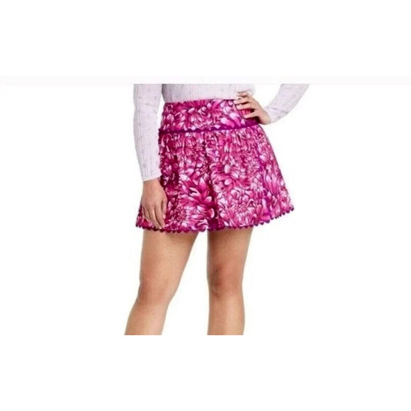 Kika Vargas Mum Floral Scallop Edge Wrap Mini Skirt w/ Pockets Women's Size 4 - Picture 1 of 9
